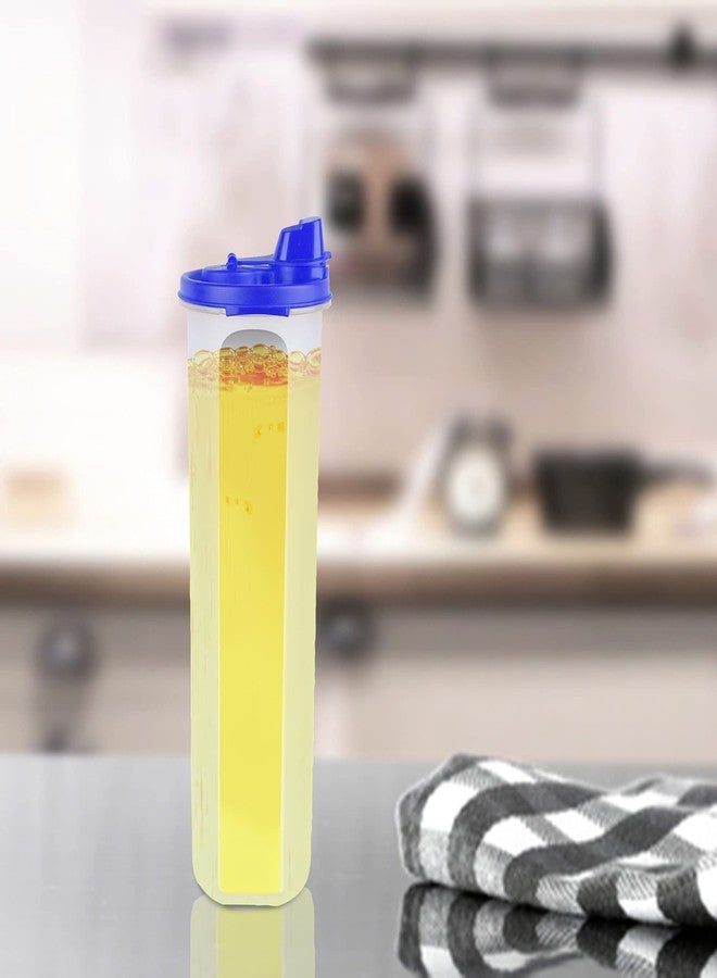 SIMPARTE Blue Plastic Oil Dispenser - 1100ml with Flip-Top Pouring Nozzle | Leak-Proof Oil Pourer & Container for Cooking and Kitchen Use | Easy Flow, BPA-Free for Everyday Use - Image 2